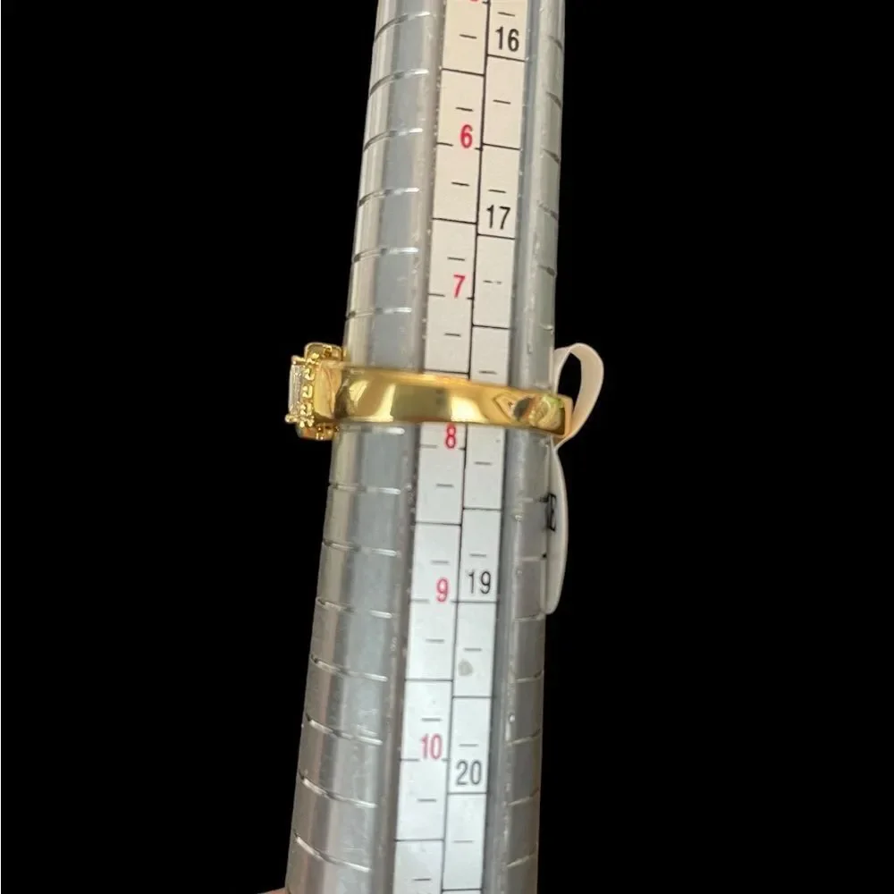 18K GOLD‎ FILLED 5 BAGUETE CZ RING, SZ 8